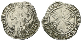 AVIGNONE
Martino V (Oddone Colonna), 1417-1431.
Grosso.
Ag
gr. 1,94
Dr. MARTINUS - •P P• - QVINTVS•. Il Pontefice benedicente seduto in trono fro...
