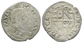 BOLOGNA
Paolo IV (Gian Pietro Carafa), 1555-1559. 
Sesino.
Mi
gr. 1,12
Dr. PAVLVS IIII PONT MAX. Busto a d., con piviale decorato con arabeschi....