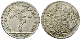 BOLOGNA
Pio VI (Giannangelo Braschi), 1775-1799.
Carlino da 5 Baiocchi 1778.
Ag
gr. 1,34
Dr. ★PIVS★VI★ PONT★ - MAXIM★. Pianta di giglio.
Rv. Ste...
