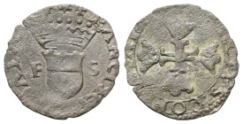 CARMAGNOLA
Francesco di Saluzzo, 1529-1537.
Soldino.
Æ
gr. 0,91
Dr. FRANCISVS M SALVTIAR. Stemma coronato; ai lati, F - S.
Rv. SANCTVS:CONSTANTI...