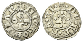 FERRARA
Nicolò II d’Este, 1361-1388. 
Marchesano grosso.
Ag
gr. 1,18
Dr. aquiletta NIChOL MAR. Lettere CHIO disposte intorno a globetto.
Rv. scu...
