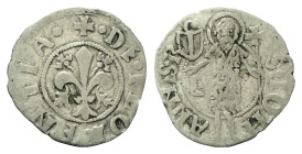 FIRENZE
Repubblica, 1189-1532.
Soldino da Denari 12, 1463, II Semestre.
Mi
gr. 0,60
Dr. + •DE•FLORENTIA• . Giglio.
Rv. S•IOH - ANNES•B. San Giov...