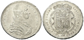 FIRENZE
Pietro Leopoldo I d’Asburgo Lorena, 1765-1790.
Francescone 1786 serie senile.
Ag
gr. 27,10
Dr. P•LEOPOLDVS•D•G•P• - R•H•ET•B•A•A•M•D•ETR•...