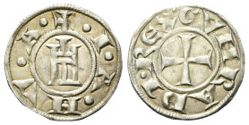 GENOVA
Repubblica, 1139-1339.
Grosso da 4 Denari.
Mi
gr. 1,39
Dr. + •I•A•N•V•A•. Castello.
Rv. CVNRADI• REX•. Croce patente.
CNI 81/100; Lunard...