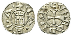 GENOVA
Repubblica, 1139-1339.
Denaro.
Mi
gr. 0,79
Dr. +•IA•NV•A•. Castello.
Rv. +CVNRADI REX•. Croce patente.
CNI 1/69; Lunardi 1; MIR 16.
q. ...