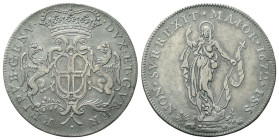 GENOVA
Dogi Biennali, 1528-1797. III Fase, 1637-1797.
4 Lire 1672.
Ag
gr. 10,23
Dr. DVX•ET•GVB• - REIP•GEN•. Stemma coronato al centro con due gr...