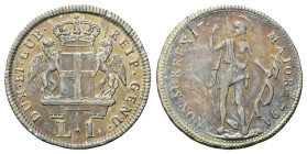 GENOVA
Dogi Biennali, 1528-1797. III Fase, 1637-1797.
Lira 1794.
Ag
gr. 4,14
Dr. DUX•ET•GUB• - REIP•GENU•. Stemma della Repubblica coronato tra d...