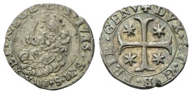 GENOVA
Dogi Biennali, 1528-1797. III Fase, 1637-1797.
8 Soldi o Diciassettesimo di Scudo largo 1715.
Ag
gr. 2,05
Dr.✶ET•REGE•EOS•1715•F•M•S✶. La ...