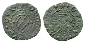 GUBBIO
Oddantonio di Montefeltro, 21 febbraio 1444-22 luglio 1444.
Picciolo.
Æ
gr. 0,45
Dr. (aquiletta) ODDANTONIVS•DVX•. Scudo tra tre globetti....