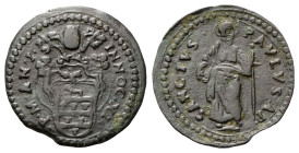 GUBBIO
Innocenzo XI (Benedetto Odescalchi), 1676-1689.
Quattrino a. I.
Æ
gr. 2,99
Dr. INNOC•XI• - P•M•AN•I•. Stemma sormontato da triregno e chia...