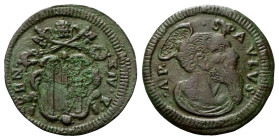 GUBBIO
Benedetto XIV (Prospero Lorenzo Lambertini), 1740-1758.
Quattrino.
Æ
gr. 2,91
Dr. BEN• - •XIV•P•. Stemma sormontato da triregno e chiavi d...