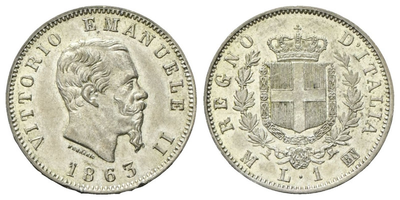 REGNO D’ITALIA
Vittorio Emanuele II, 1861-1878.
Lira 1863 Milano, I° Tipo.
Ag...
