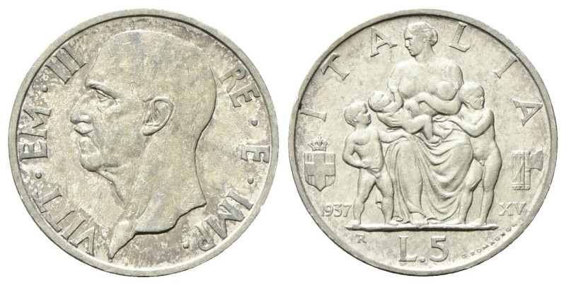 REGNO D’ITALIA
Vittorio Emanuele III, 1900-1943.
5 Lire 1937 a. XV Roma, Fecon...
