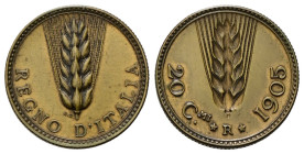 REGNO D’ITALIA
Vittorio Emanuele III, 1900-1943.
Progetto da 20 Centesimi 1905 Stabilimento Johnson, Ghiera rigata.
Æ
gr. 3,86 mm 21,3
Dr. REGNO ...