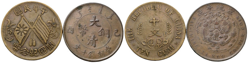CINA
Xuantong, 1908-1912 e Repubblica, 1912-1949.
Lotto di 10 Cash 1912 e 10 C...