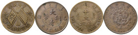 CINA
Xuantong, 1908-1912 e Repubblica, 1912-1949.
Lotto di 10 Cash 1912 e 10 Cash 1909-1911.
Æ
gr. 13,84