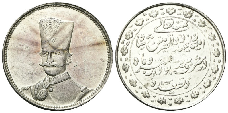IRAN
Nasir al-Din Shah, 1848-1896.
5 Kran AH 1313 (1895) Cinquantesimo anniver...