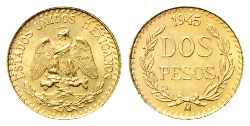 MESSICO
Repubblica, dal 1821.
2 Pesos 1945, Città del Messico.
Au
gr. 1,68
...