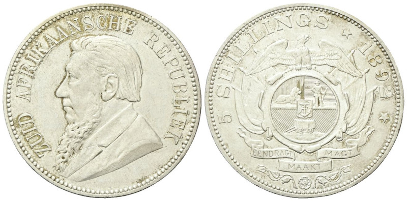 SUD AFRICA
Repubblica. 
5 Shillings 1892.
Ag
gr. 28,21
Dr. Busto di Paul Kr...
