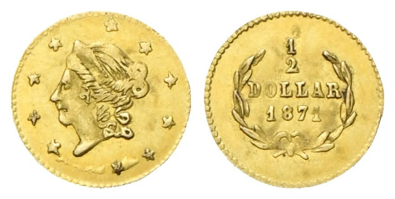 USA
Federazione.
1/2 Dollaro 1871, California.
Au
gr. 0,33 mm 11,7
Dr. Test...