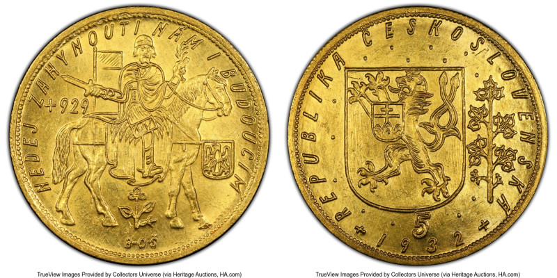 Republic gold 5 Dukatu 1932 MS63 PCGS, Kremnitz mint, KM13, Fr-5. Mintage: 1,827...