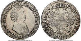 Peter I Rouble 1704 XF Details (Cleaned) NGC, KM122.2, Bit-796 (R). Closed crown, orb with ornate cross variety. A seldom-seen date from Peter I issue...