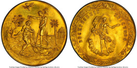 "Baptism of Christ" gold Medal ND (c. 19th Century) MS62 PCGS, 53mm. 26.75gm. An especially fine example of a gold baptismal Medal that we haven't han...