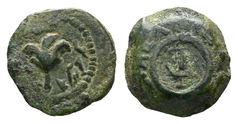 Judaea, Alexander Jannaios, 103-76 Jerusalem Prutah circa 103-76, Æ 14.00 mm., 2...