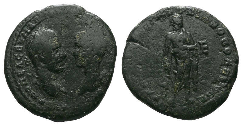 Moesia, Marcianopolis Macrinus with Diadumenian caesar, 217-218 Bronze circa 217...