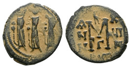 Heraclius, with Martina and Heraclius Constantine, 610-641 Follis Cyprus circa 610-641 - Ex Savoca Coins sale 142, 1543. From the Tareq Hani collectio...