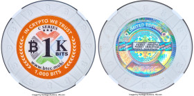 BTCC clay composite Loaded (Unredeemed) "Poker Chip" 0.001 Bitcoin (BTC) 2016-2017 MS69 NGC, Ahonen Unlisted. Firstbits 1N4bXYxU Serial F03047. A near...