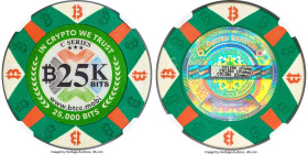 BTCC clay composite Loaded (Unredeemed) "Poker Chip" 0.025 Bitcoin (BTC) 2016-2017 MS70 NGC, Ahonen Unlisted. Firstbits 1DvJesjL Serial C01380. A supe...