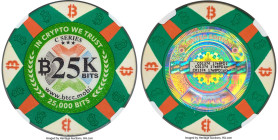 BTCC clay composite Loaded (Unredeemed) "Poker Chip" 0.025 Bitcoin (BTC) 2016-2017 MS69 NGC, Ahonen Unlisted. Firstbits 17e8PD1p Serial C01374. A near...