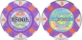 BTCC clay composite Loaded (Unredeemed) "Poker Chip" 0.5 Bitcoin (BTC) 2016-2017 MS70 NGC, Ahonen Unlisted. Firstbits 1KqSuevG Serial A00542. A fabulo...