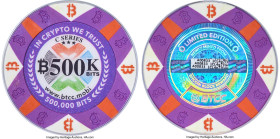 BTCC clay composite Loaded (Unredeemed) "Poker Chip" 0.5 Bitcoin (BTC) 2016 MS69 PCGS, Ahonen Unlisted. Firstbits 1CL4g7TG Serial A00833. A highly sou...