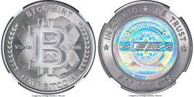 BTCC titanium Loaded (Unredeemed) 0.5 Bitcoin (BTC) 2016 MS70 Antiqued NGC, Ahonen-pg. 80. Total issued: 640. Firstbits 1EA1LZUW. Serial #T00008. V Se...