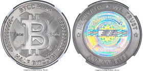 BTCC titanium Loaded (Unredeemed) 0.5 Bitcoin (BTC) 2016 MS69 Antiqued NGC, Ahonen-pg. 80. Total issued: 640. Firstbits 1LURncuV. Serial #T00003. V Se...