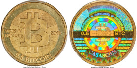 Casascius brass Loaded (Unredeemed) 0.5 Bitcoin (BTC) 2013 MS66 PCGS, Ahonen-pg 100. Total Issued: 3,084. Series 2. Type PF. 25.4mm. Firstbits 12583Cx...