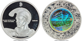 Lealana silver Proof Loaded (Unredeemed) "King Kam - Mirrored Silver/Frosted Bust" 1 Bitcoin (BTC) 2016 PR67 Deep Cameo PCGS, Ahonen Unlisted. Maximum...