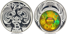 Crypto Imperator silver Proof Loaded (Unredeemed) "Phoenix" 0.01 Bitcoin (BTC) 2018 PR68 Deep Cameo PCGS, Ahonen Unlisted. Total Issued: Unknown. Seri...