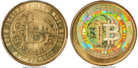 Lealana brass Loaded (Unredeemed) 0.1 Bitcoin (BTC) 2013 MS68 PCGS, Ahonen-pg 203. Total Issued: 400. Type PF. 30mm. Black address. Serial #22. Firstb...