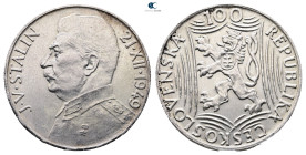 Czechoslovakia.  AD 1949. 100 Korun AR