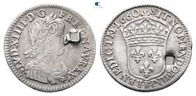 France. Louis XIV 'the Sun King' AD 1643-1715. 1/12 Ecu AR 1660