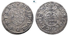 Germany. Bayern, München. Maximilian I, Elector of Bavaria AD 1623-1651. 2 Kreuzer AR