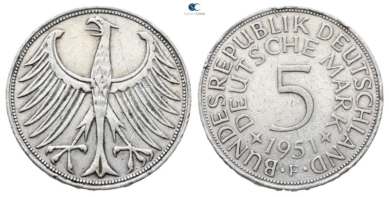 Germany. Stuttgart AD 1951. 
5 Mark AR

30 mm, 11,03 g



Very Fine