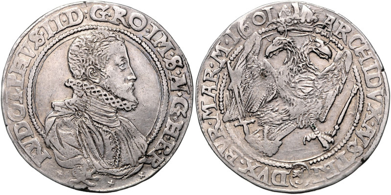 RUDOLF II (1576 - 1612)&nbsp;
1 Thaler, 1601, Kutná Hora, 29,06g, Hal 366&nbsp;...