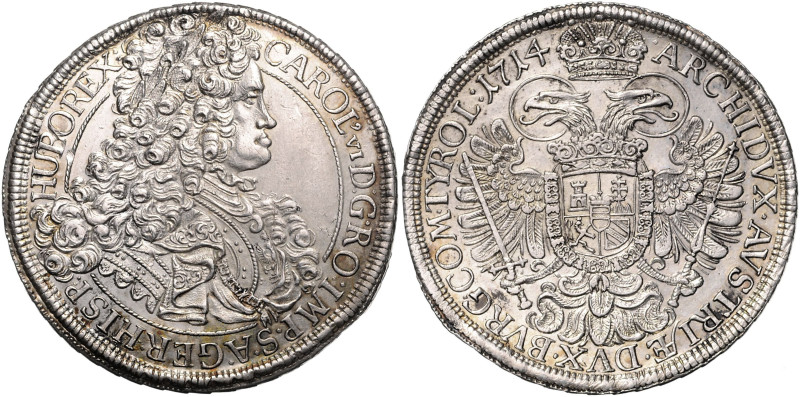 CHARLES VI (1711 - 1740)&nbsp;
1 Thaler, 1714, Wien, 28,66g, Dav 1035&nbsp;

...