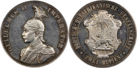 GERMAN EAST AFRICA. 2 Rupien, 1893. Berlin Mint. Wilhelm II. PCGS MS-62.
KM-5; J-714. Mintage: 32,854. A delightful representative of a two-year type...