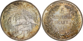 Among the World's Most Popular Coins
GERMAN NEW GUINEA. 5 Mark, 1894-A. Berlin Mint. Wilhelm II. NGC MS-65.
KM-7; J-707. A magnificent specimen of o...