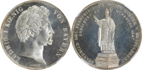 GERMANY. Bavaria. 2 Talers, 1847. Munich Mint. Ludwig I. NGC MS-65 Prooflike.
Dav-596; KM-823; ASK-110; Thun-87. Commemorating the Statue of Julius E...